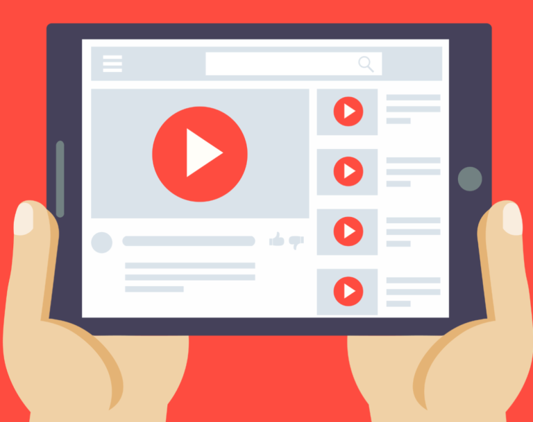 Drawn tablet with a media/content website open on it ready for YouTube to MP3 converter.