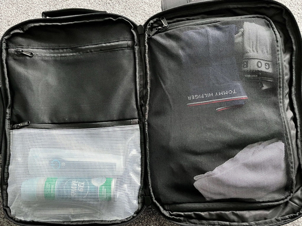 Middle compartment of the Shieldon travel backpack