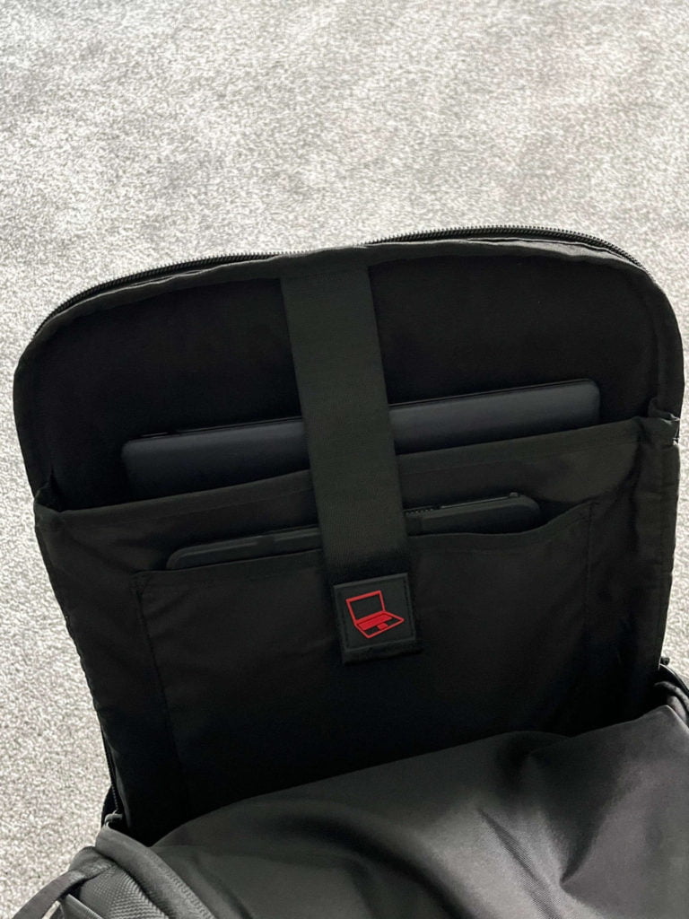 Rear compartment of the Shieldon travel backpack
